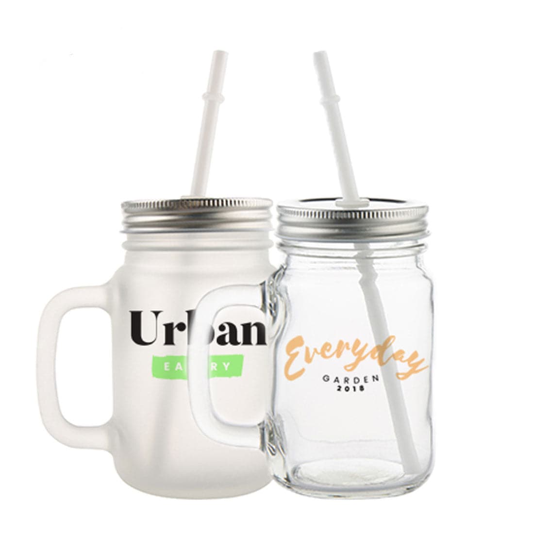12oz Sublimation Circular Mason Jar with Straw Clear - Case of 36
